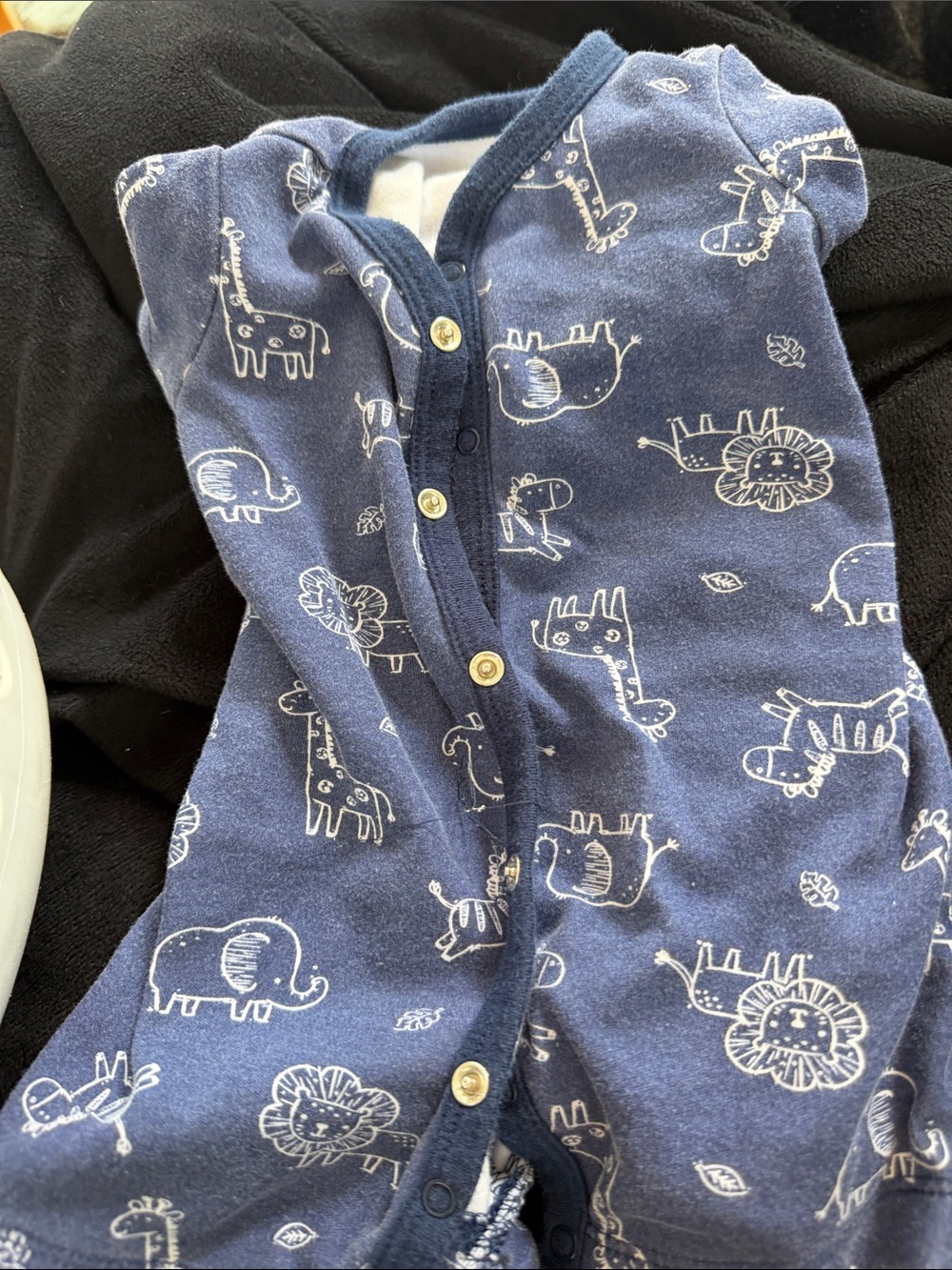 Carter's Navy Blue Animal Print Snap Pajama Set